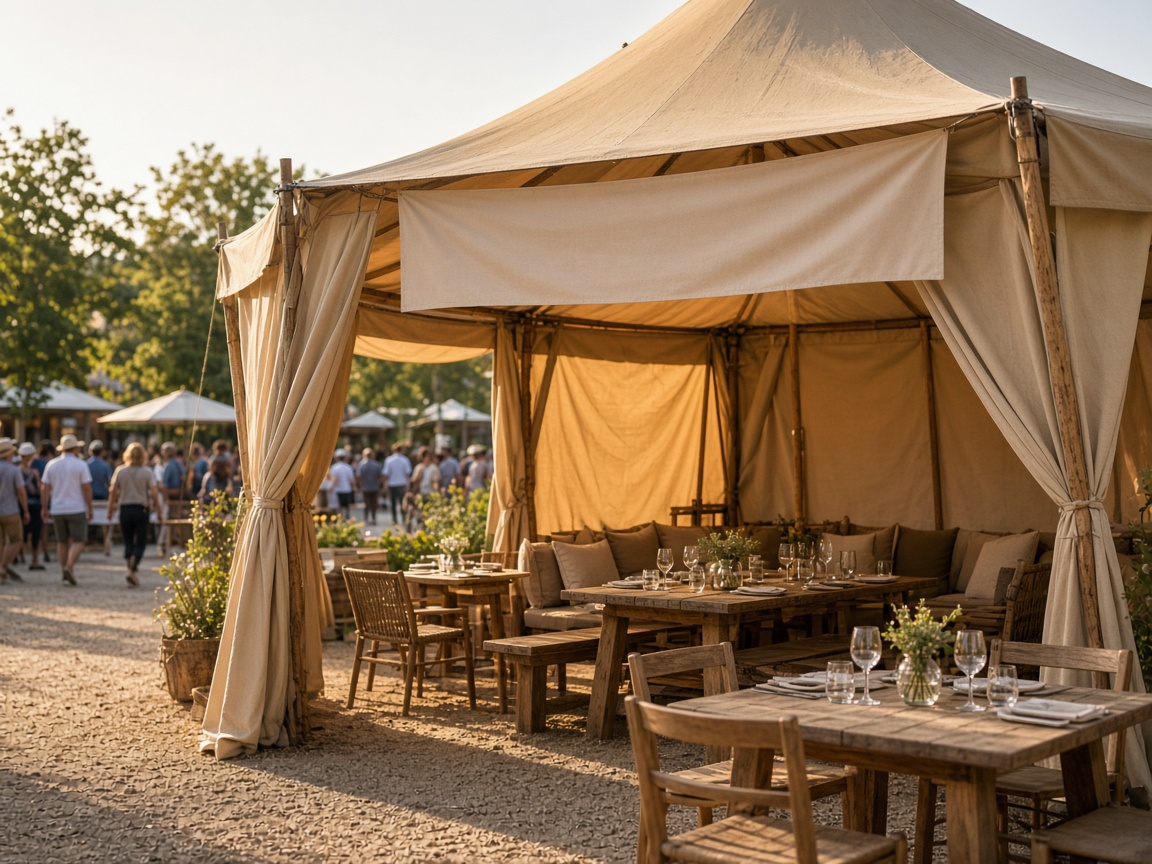 Brand hospitality tent welcoming festival guests